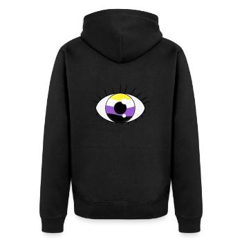 Eye non binary - Unisex Premium Organic Zip Hoodie - black - Back - Nico (187cm)