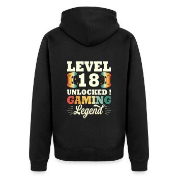 Level 18 Birthday Gamer 18 Years Old - Unisex Premium Organic Zip Hoodie - black - Back - Nico (187cm)