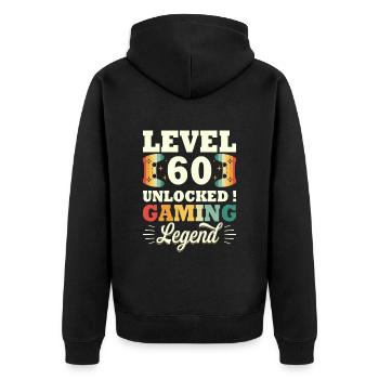 Level 60 Anniversary Gamer 60 Years - Unisex Premium Organic Zip Hoodie - black - Back - Nico (187cm)
