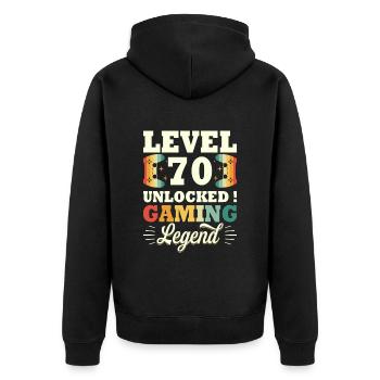 Level 70 Anniversary Gamer 70 Years - Unisex Premium Organic Zip Hoodie - black - Back - Nico (187cm)