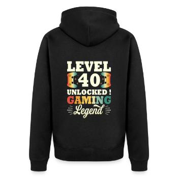 Level 40 Birthday Gamer 40 Jahre - Unisex Premium Bio Zip Hoodie - Schwarz - Hinten - Nico (187cm)