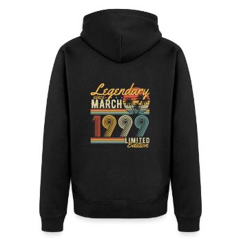 Légendaire depuis mars 1999 Vintage Birthday - Veste à capuche bio Premium Unisexe - noir - Dos - Nico (187cm)