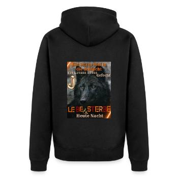 Lebe und Sterbe heute Nacht - Unisex Premium Bio Zip Hoodie - Schwarz - Hinten - Nico (187cm)
