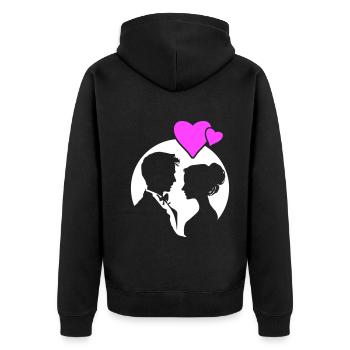 Silhouette de mariage de couple marié - Veste à capuche bio Premium Unisexe - noir - Dos - Nico (187cm)