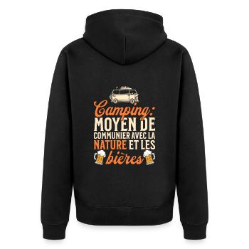 Humour Camping Nature Et Bières Vacances D'Été - Veste à capuche bio Premium Unisexe - noir - Dos - Nico (187cm)