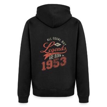 Legends are born in 1953 anniversary 70 years - Unisex Premium Organic Zip Hoodie - black - Back - Nico (187cm)
