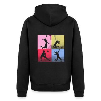 volleyball,volleyballer, Beachball,bunt - Unisex Premium Bio Zip Hoodie - Schwarz - Hinten - Nico (187cm)