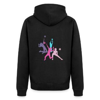 volleyball,volleyballer, Beachball,Graffiti,pink - Unisex Premium Bio Zip Hoodie - Schwarz - Hinten - Nico (187cm)
