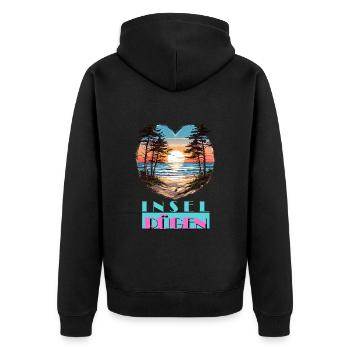 Insel Rügen Deutschland Sonne Strand Urlaub - Unisex Premium Bio Zip Hoodie - Schwarz - Hinten - Nico (187cm)