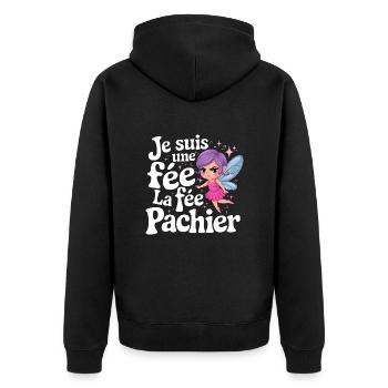 Je Suis Une Fée Pachier Femme Humour - Veste à capuche bio Premium Unisexe - noir - Dos - Nico (187cm)
