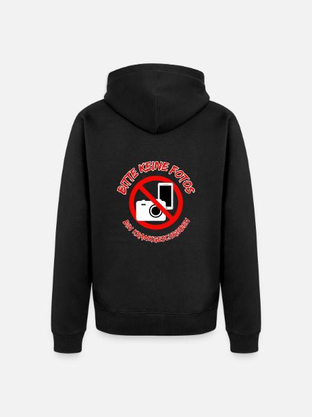 Bitte keine Fotos - Bin Krankgeschrieben - Unisex Premium Bio Zip Hoodie - Schwarz