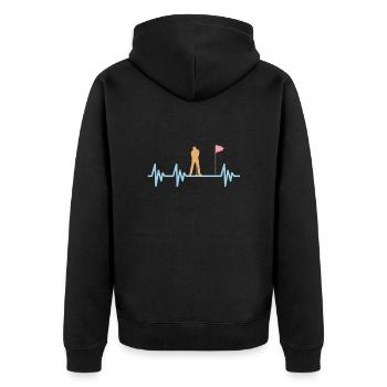 Golf Herzschlag Golfen - Unisex Premium Bio Zip Hoodie - Schwarz - Hinten - Nico (187cm)