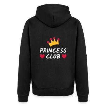 Princess club (Krone, Herzen) - Unisex Premium Bio Zip Hoodie - Schwarz - Hinten - Nico (187cm)