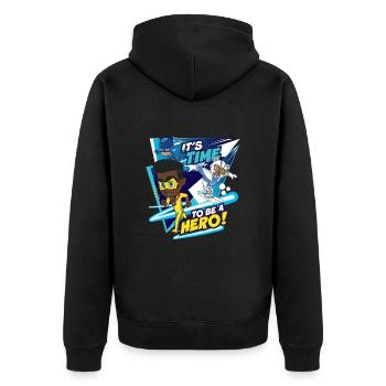PJ Masks It's Time To Be A Hero! With Newton Star - Unisex Premium Organic Zip Hoodie - black - Back - Nico (187cm)