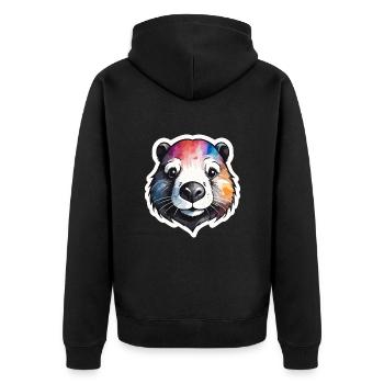 Beaver Cool and Cool Colorful Watercolors - Unisex Premium Organic Zip Hoodie - black - Back - Nico (187cm)
