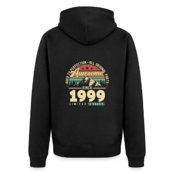 Great since 1999 - Unisex Premium Organic Zip Hoodie - black - Back - Nico (187cm)