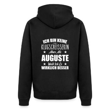 Name Auguste Vorname Klugscheisserin Namenstag - Unisex Premium Bio Zip Hoodie - Schwarz - Hinten - Nico (187cm)