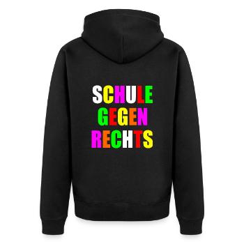 Schule gegen rechts - Unisex Premium Bio Zip Hoodie - Schwarz - Hinten - Nico (187cm)