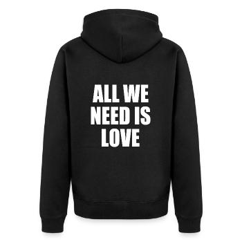 all we need is love - Veste à capuche bio Premium Unisexe - noir - Dos - Nico (187cm)