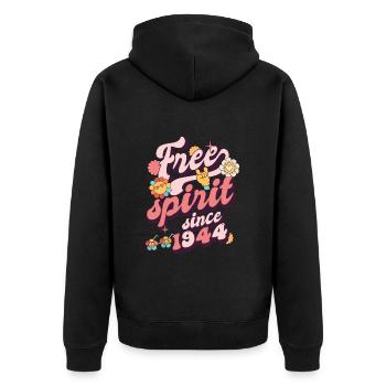 1944 Vintage Birthday Born in 1944 - Unisex Premium Organic Zip Hoodie - black - Back - Nico (187cm)