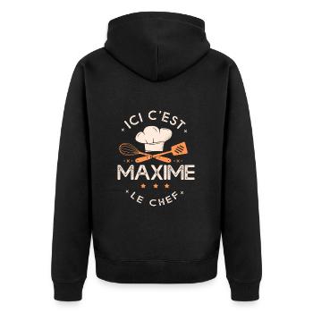 Maxime Chef Ici c est maximei le chef cuisinier - Veste à capuche bio Premium Unisexe - noir - Dos - Nico (187cm)