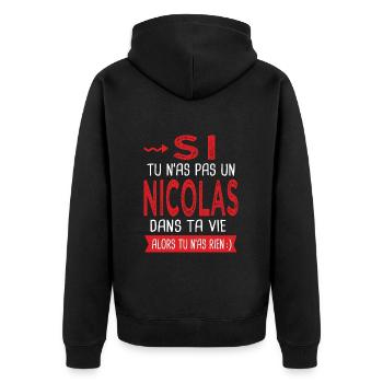 Nicolas Si tu n as pas un nicolas Cadeau humour - Veste à capuche bio Premium Unisexe - noir - Dos - Nico (187cm)