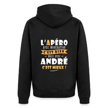 André Cadeau Humour personnalisé cadeau andré - Veste à capuche bio Premium Unisexe - noir - Dos - Nico (187cm)