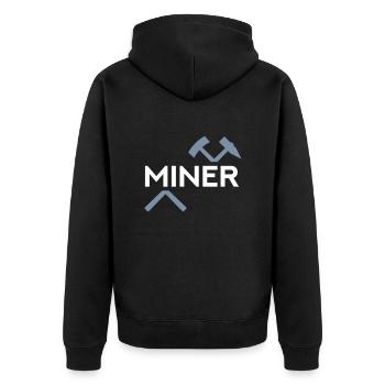 Mineur (maillet et coupe de fer) - Veste à capuche bio Premium Unisexe - noir - Dos - Nico (187cm)