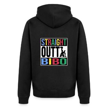 bibliotek lesen lesestunde buch fibel ebook bibo - Unisex Premium Bio Zip Hoodie - Schwarz - Hinten - Nico (187cm)