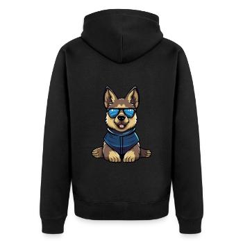 Polizeihund Deutscher Schäferhund mit Sonnenbrille - Unisex Premium Bio Zip Hoodie - Schwarz - Hinten - Nico (187cm)