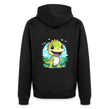 cute dinosaur, dino, little t-rex for kids - Unisex Premium Organic Zip Hoodie - black - Back - Nico (187cm)