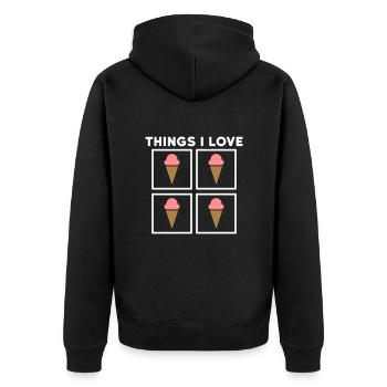 Things I love (icecream) - Unisex Premium Bio Zip Hoodie - Schwarz - Hinten - Nico (187cm)