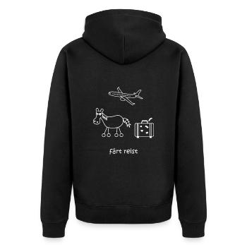 färt reist, Pferd, Reise, Urlaub, Flugzeug, reisen - Unisex Premium Bio Zip Hoodie - Schwarz - Hinten - Nico (187cm)