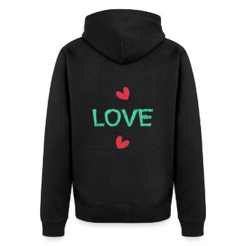 LOVE. SAINT VALENTIN. EVJF. JE T'AIME. I LOVE YOU. - Veste à capuche bio Premium Unisexe - noir - Dos - Nico (187cm)