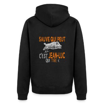 Jean luc c est Jean luc qui tire Humour Chasseur - Veste à capuche bio Premium Unisexe - noir - Dos - Nico (187cm)