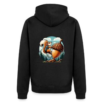 Adventure Squirrel - Unisex Premium Organic Zip Hoodie - black - Back - Nico (187cm)