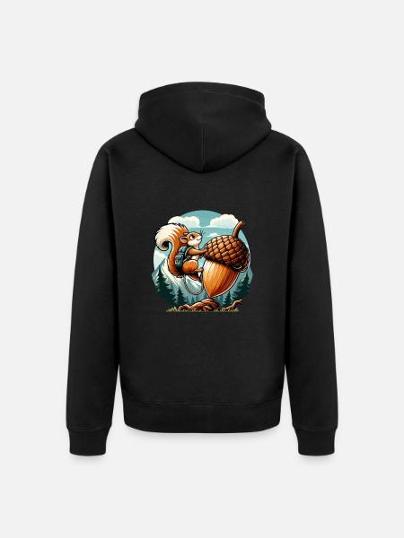 Adventure Squirrel - Unisex Premium Organic Zip Hoodie - black