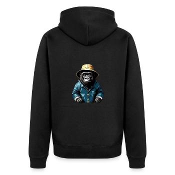 Gorilla Regenjacke - Unisex Premium Bio Zip Hoodie - Schwarz - Hinten - Nico (187cm)