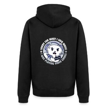 Chat gamer en colère - Veste à capuche bio Premium Unisexe - noir - Dos - Nico (187cm)