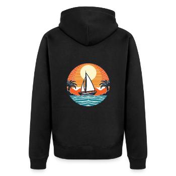 Segelboot Retro - Unisex Premium Bio Zip Hoodie - Schwarz - Hinten - Nico (187cm)
