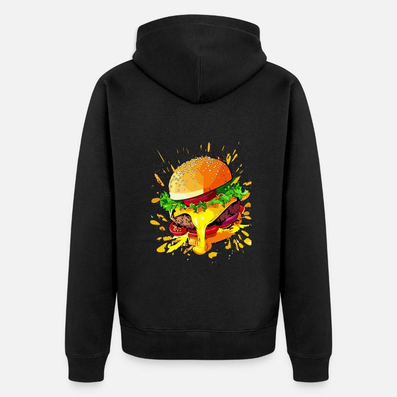 Extra Käse Burger Cheeseburger - Unisex Premium Bio Zip Hoodie - Schwarz