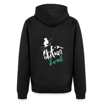 Skifahren Zermatt - Unisex Premium Bio Zip Hoodie - Schwarz - Hinten - Nico (187cm)