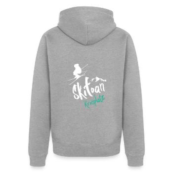Skiing Plan de Corones - Unisex Premium Organic Zip Hoodie - heather grey - Back - Nico (187cm)