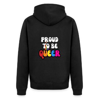 Queer + Rainbow LGBTQ+ Pride Month - Unisex Premium Organic Zip Hoodie - black - Back - Nico (187cm)