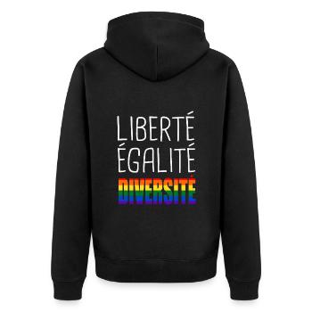 LGBT liberté égalité diversité - Veste à capuche bio Premium Unisexe - noir - Dos - Nico (187cm)