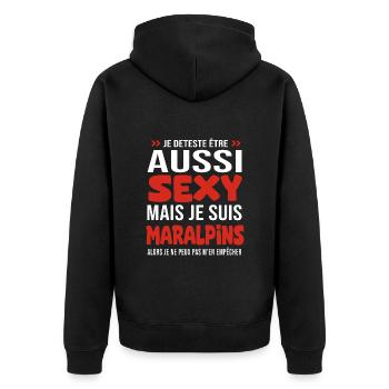 je deteste d être aussi sexy - je suis Maralpins - Veste à capuche bio Premium Unisexe - noir - Dos - Nico (187cm)