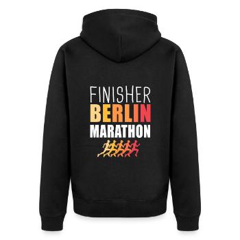 Finisher Berlin marathon run running - Veste à capuche bio Premium Unisexe - noir - Dos - Nico (187cm)
