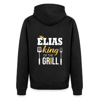 Elias king of the grill - Unisex Premium Organic Zip Hoodie - black - Back - Nico (187cm)