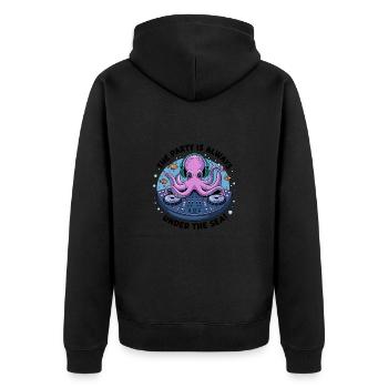 The Party is Always Under the Sea - Unisex Premium Organic Zip Hoodie - black - Back - Nico (187cm)