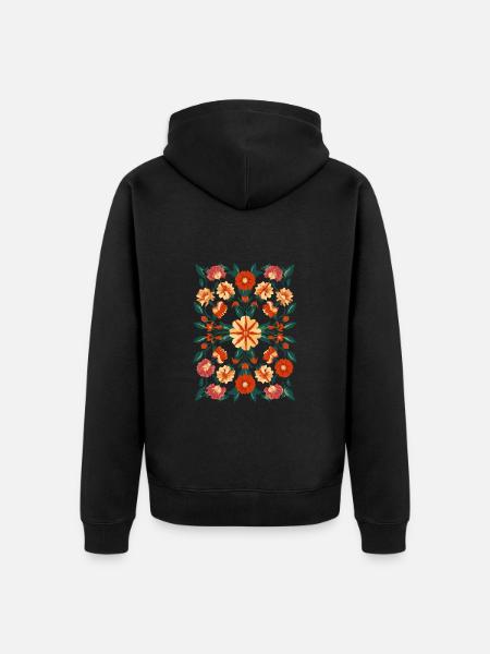 Floral Print - Pattern - Unisex Premium Organic Zip Hoodie - black